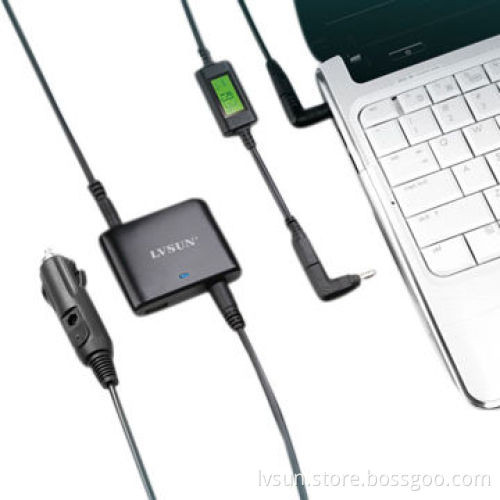 90W Ultra-slim Universal Laptop Car DC Adaptor ,Built-in USB function with 5V 2.4A output.